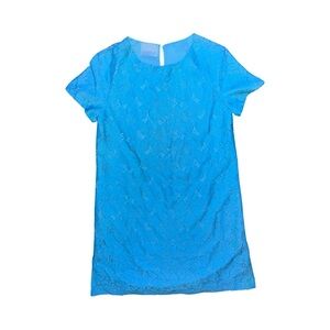 Cece Blue Floral Lace Shift Kayte Dress Size 4
